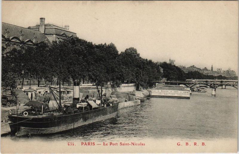 Carte postale ancienne Paris 4e - Le Port Saint-Nicolas à Paris 4e