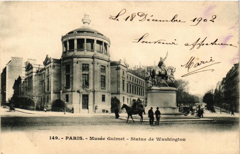 Carte postale ancienne Musée Guimet - Statue de Washington à Paris 16e