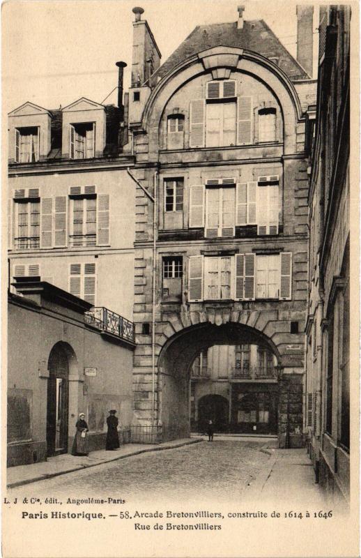 Carte postale ancienne Arcade Bretonvilliers à Paris 4e