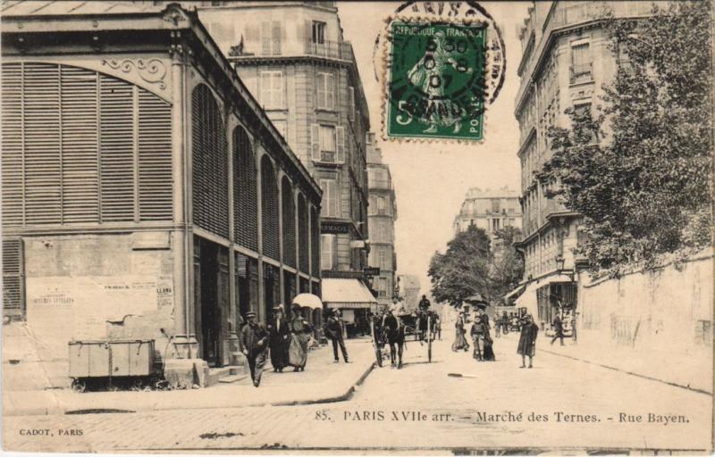 Carte postale ancienne Marché des Ternes - Rue Bayen à Paris 17e