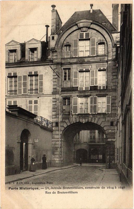 Carte postale ancienne Arcade Bretonvilliers à Paris 4e