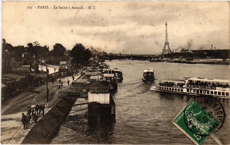Carte postale ancienne La Seine à Auteuil à Paris 16e