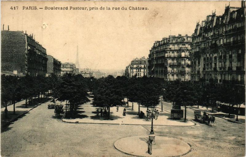 Carte postale ancienne Boulevard Pasteur pris de la Rue du Château à Paris 14e