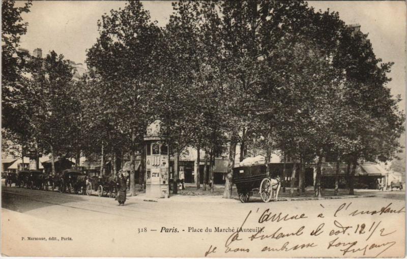 Carte postale ancienne Place du Marché (Auteuil) à Paris 16e