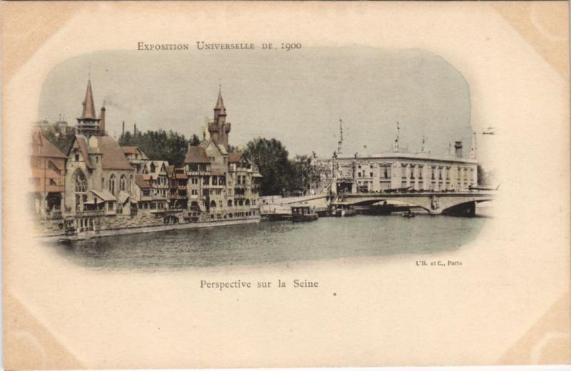 Carte postale ancienne Expo 1900 Paris Perspective sur la Seine