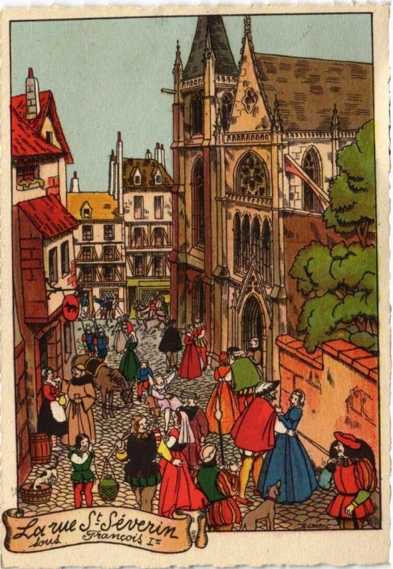 Carte postale ancienne Paris 5e - La rue Saint-Séverin à Paris 5e