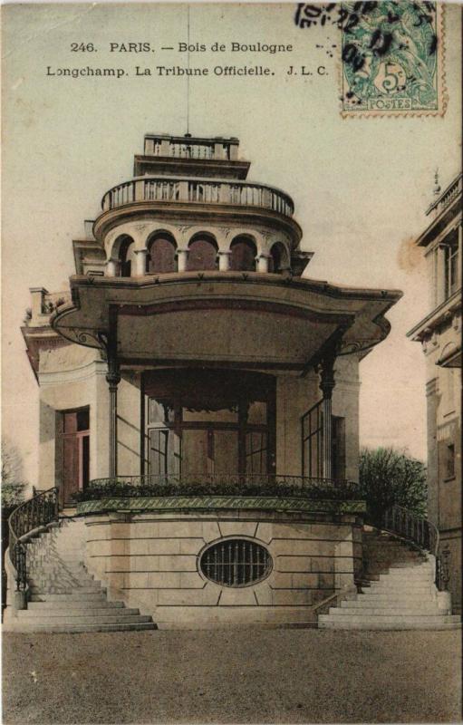 Carte postale ancienne Bois de Boulogne - Longchamp - La Tribune Officielle à Paris 16e