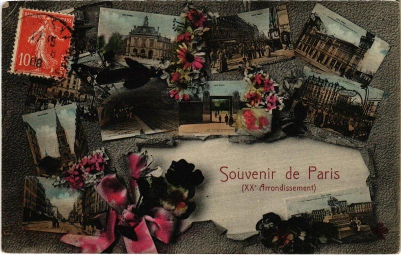 Carte postale ancienne Souvenir de Paris (XXe Arrondissement) à Paris 20e