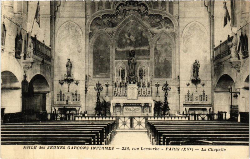 Carte postale ancienne Asile des jeunes garçons infirmes - rue Lecourbe - La Chapelle à Paris 15e