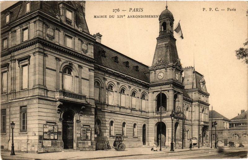 Carte postale ancienne Mairie du XIVe arrondissement à Paris 14e