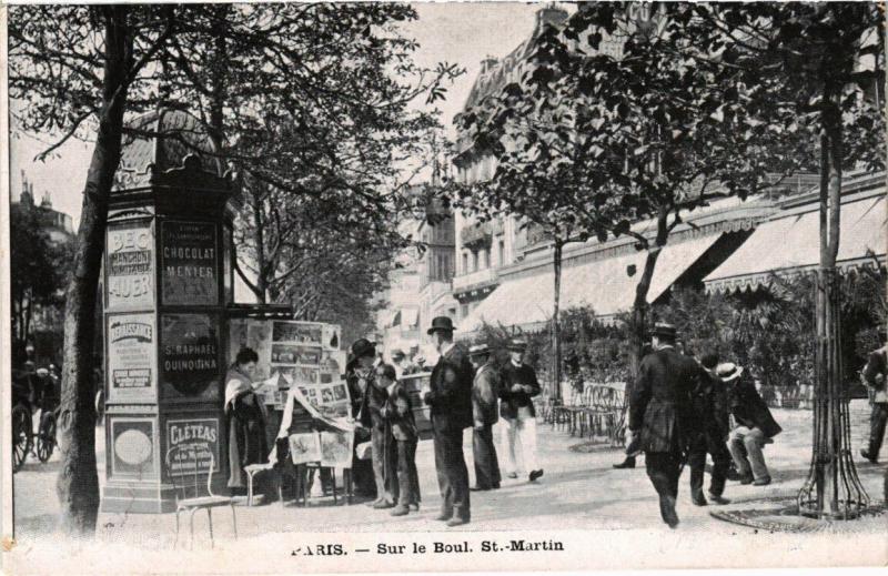 Carte postale ancienne Paris 3e - sur le boul. Saint-Martin à Paris 3e