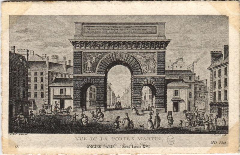 Carte postale ancienne Ancien Paris Porte Saint-Martin