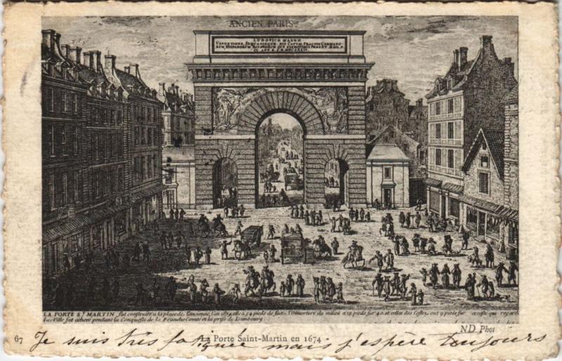Carte postale ancienne Ancien Paris Porte Saint-Martin