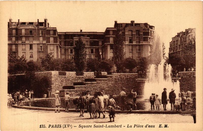 Carte postale ancienne Square Saint-Lambert - La Pièce d'eau à Paris 15e