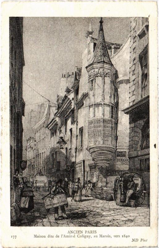 Carte postale ancienne Ancien Paris - Maison dite de l'Amiral Coligny