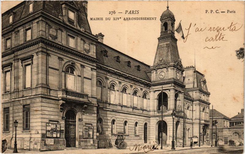 Carte postale ancienne Mairie du XIVe arrondissement à Paris 14e