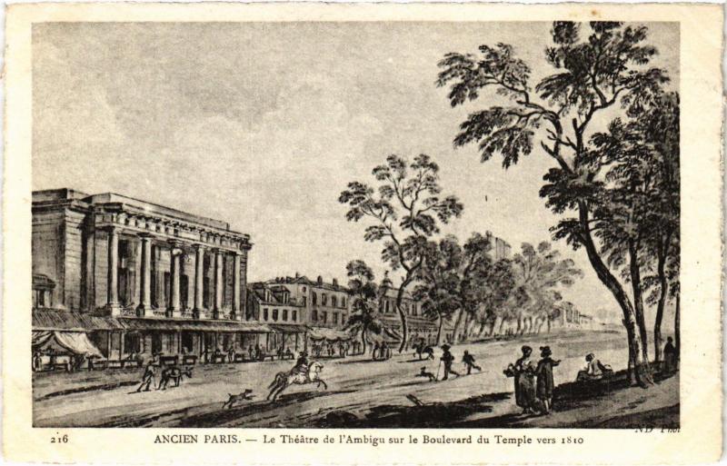Carte postale ancienne Ancien Paris - Théátre de l'Ambigu