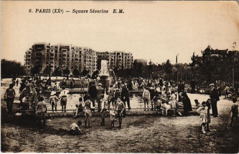 Carte postale ancienne Square Séverine à Paris 20e