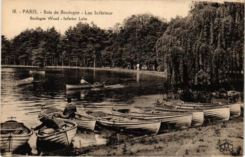 Carte postale ancienne Bois de Boulogne - Lac Inférieur à Paris 16e