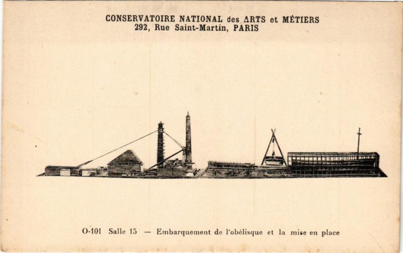 Carte postale ancienne Paris (3e) Cnam - Embarquement de l'Obélisque à Paris 3e