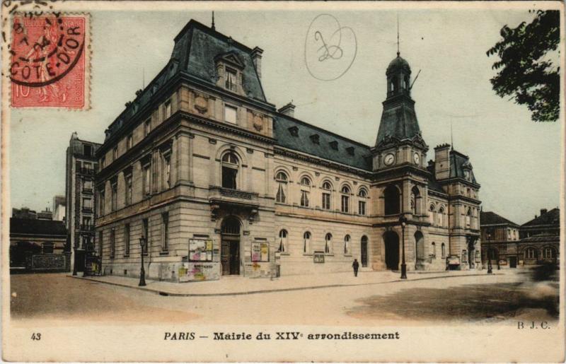 Carte postale ancienne Mairie du XIVe arrondissement à Paris 14e