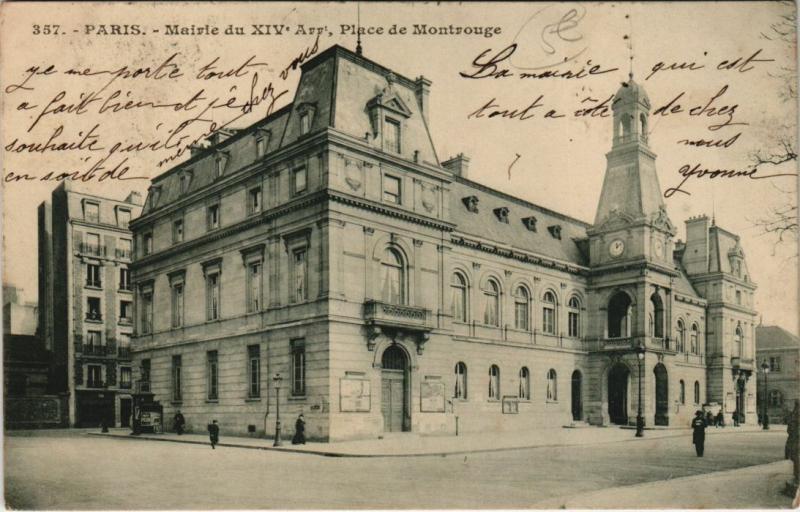 Carte postale ancienne Mairie du XIVe Arrondissement, Place de Montrouge à Paris 14e