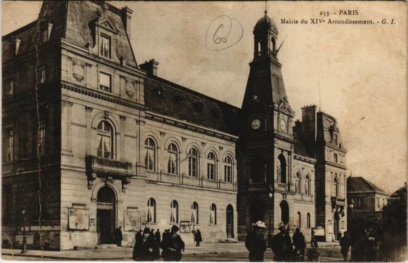 Carte postale ancienne Mairie du XIVe Arrondissement à Paris 14e