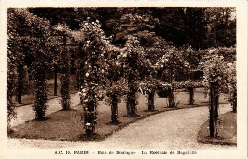 Carte postale ancienne Bois de Boulogne - La Roseraie de Bagatelle à Paris