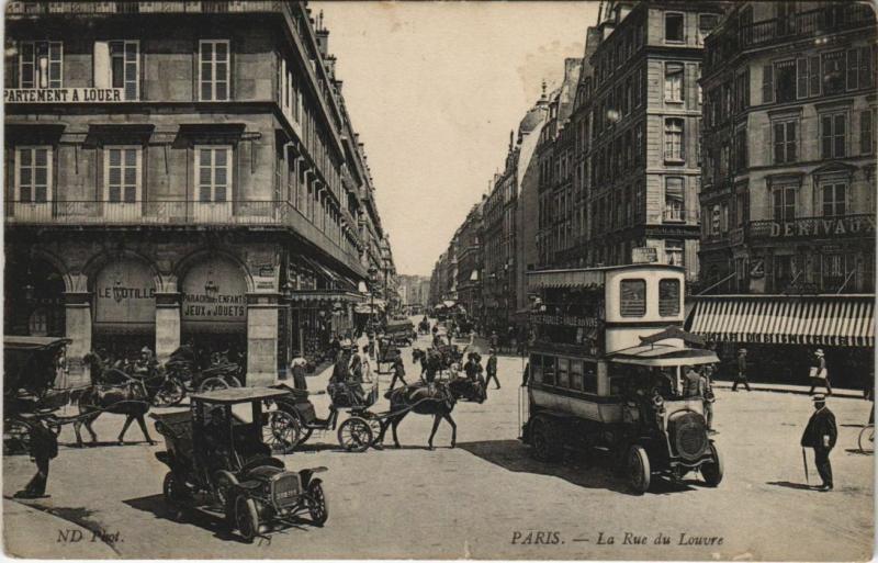 Carte postale ancienne Paris 1e Rue du Louvre à Paris 1er