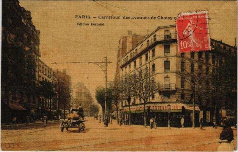 Carte postale ancienne Paris 13e - Carrefour des avenues de Choisy à Paris 13e