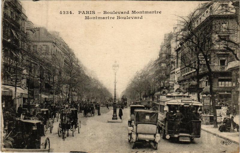 Carte postale ancienne Paris 2e-Boulevard Montmartre à Paris 2e