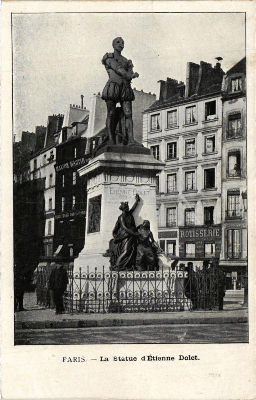 Carte postale ancienne Paris 5e-La Statue d'Etienne Dolet à Paris 5e