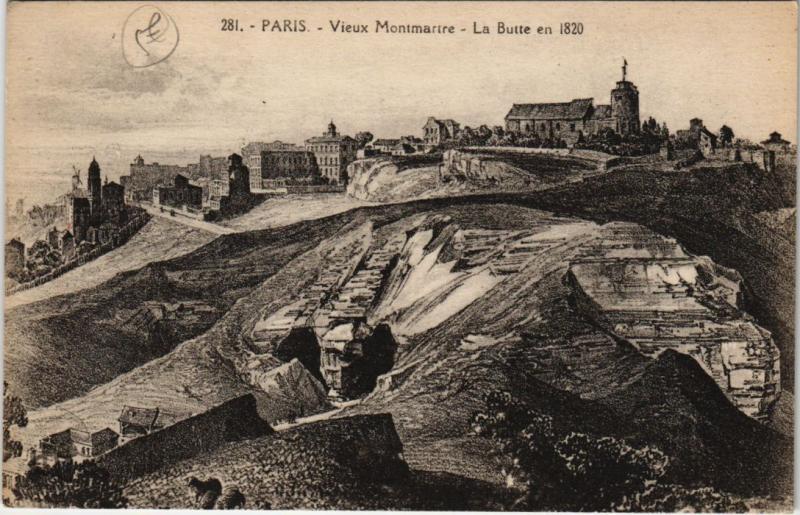 Carte postale ancienne Montmartre - La Butte en 1820 à Paris 18e