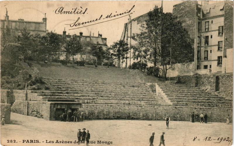 Carte postale ancienne Paris 5e-Les Arénes de la Rue Monge à Paris 5e