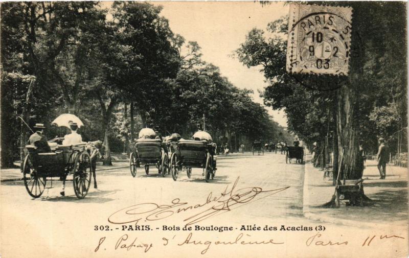 Carte postale ancienne Bois de Boulogne - Allée des Acacias à Paris 16e