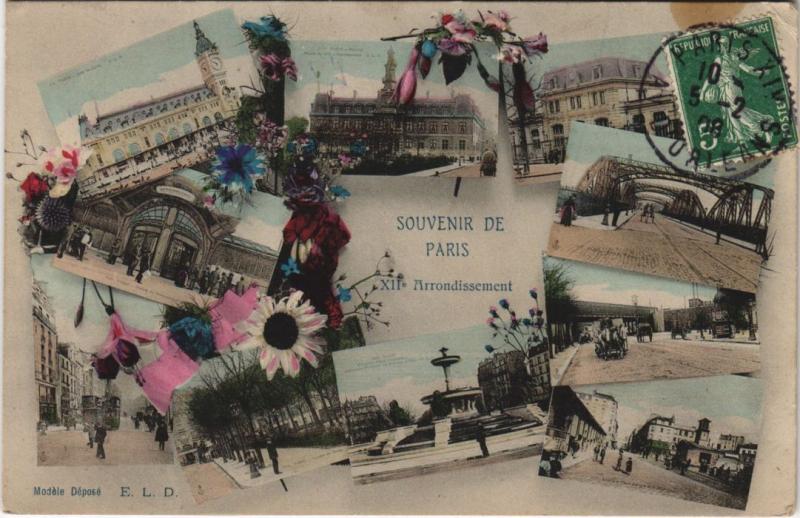 Carte postale ancienne Paris 12e Souvenir à Paris 12e