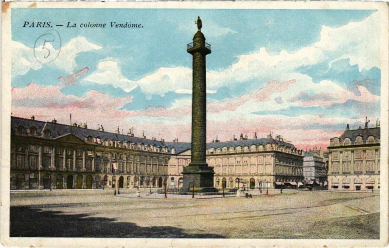 Carte postale ancienne Paris 1e - La colonne Vendome à Paris 1er
