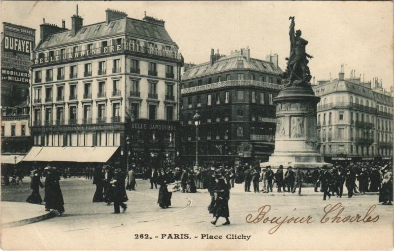 Carte postale ancienne Paris - Place Clinchy à Paris