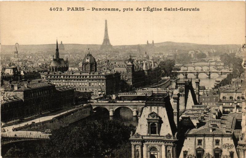 Carte postale ancienne Paris Panorama pris de l'Eglise Saint-Gervais