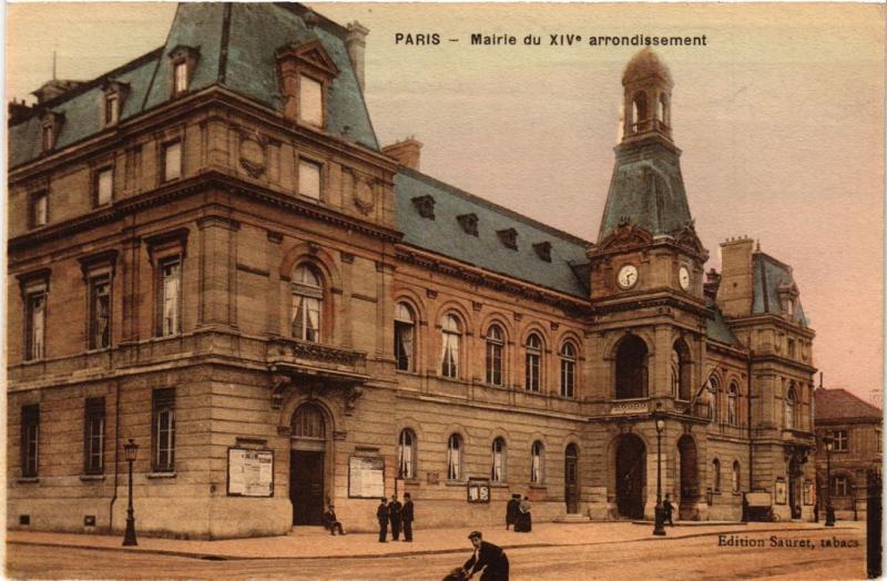 Carte postale ancienne Mairie du XIVe arrondissement à Paris 14e