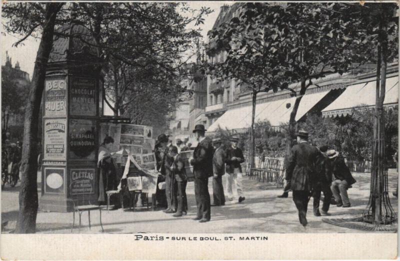 Carte postale ancienne Paris - Sur le Boul Saint-Martin à Paris