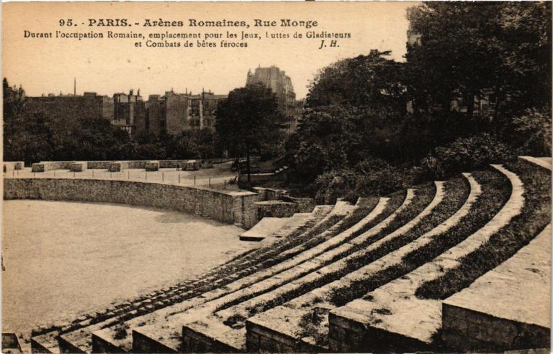 Carte postale ancienne Paris 5e-Arénes Romaines-Rue Monge à Paris 5e