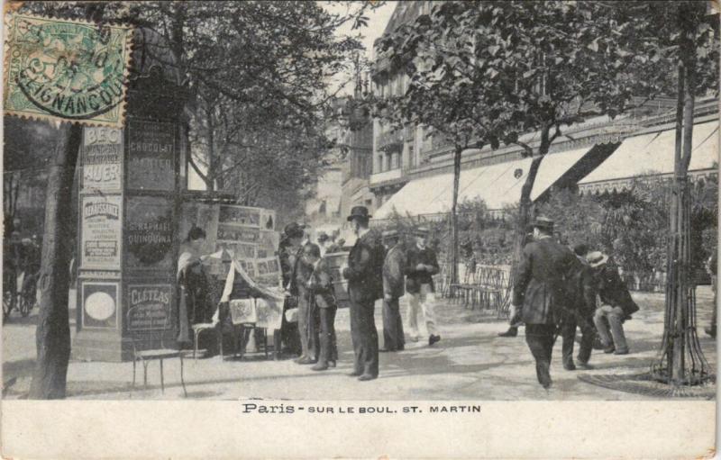 Carte postale ancienne Paris - Sur le Boul Saint-Martin à Paris