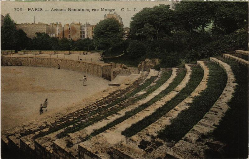 Carte postale ancienne Paris 5e-Arénes Romaines-Rue Monge à Paris 5e