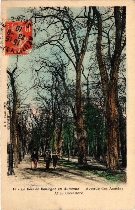 Carte postale ancienne Le Bois de Boulogne en Automne - Avenue des Acacias - Allée Cavalière à Paris