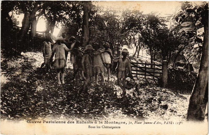 Carte postale ancienne Paris 13e Paris-Ceuvre Parisienne des Enfants á la Montagne à Paris 13e