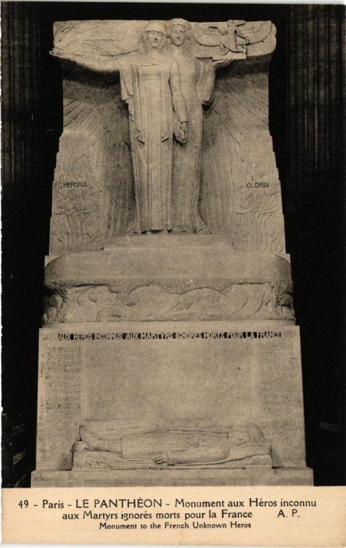 Carte postale ancienne Paris 5e-Le Panthéon-Monument aux Héros inconnu aux Martyrs à Paris 5e