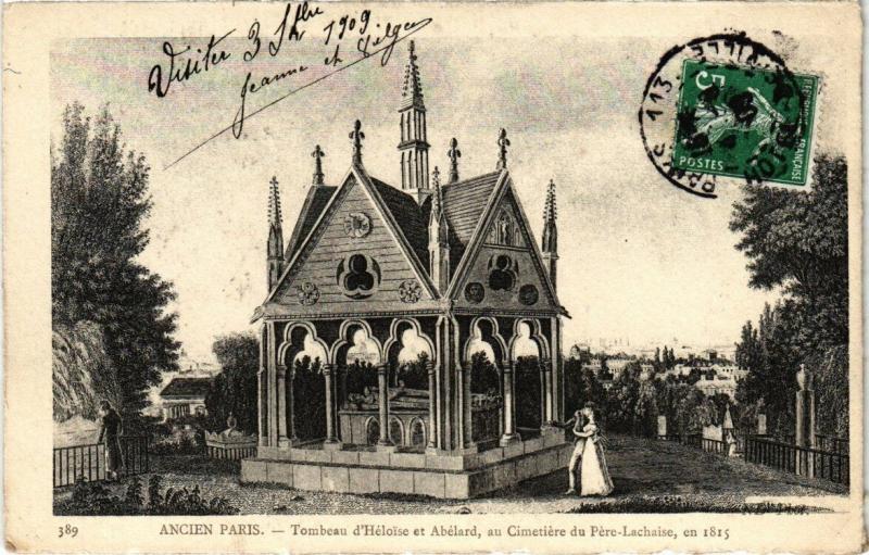 Carte postale ancienne Tombeau d'Héloïse et Abélard, au Cimetière du Père-Lachaise à Paris 20e