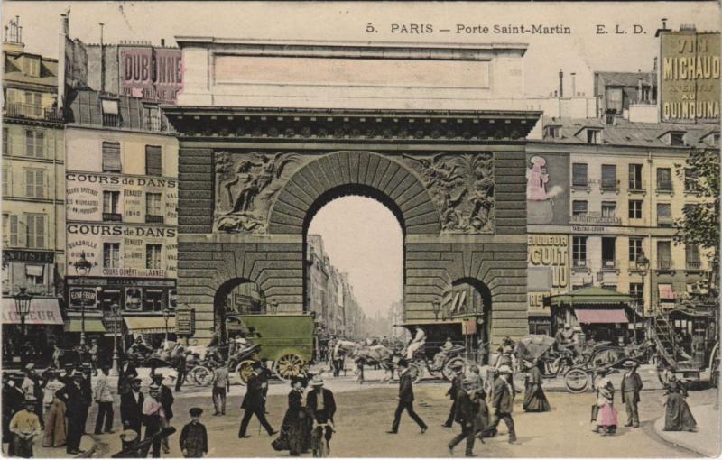 Carte postale ancienne Paris - Porte Saint-Martin à Paris