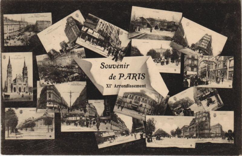 Carte postale ancienne Paris 11e Souvenir à Paris 11e
